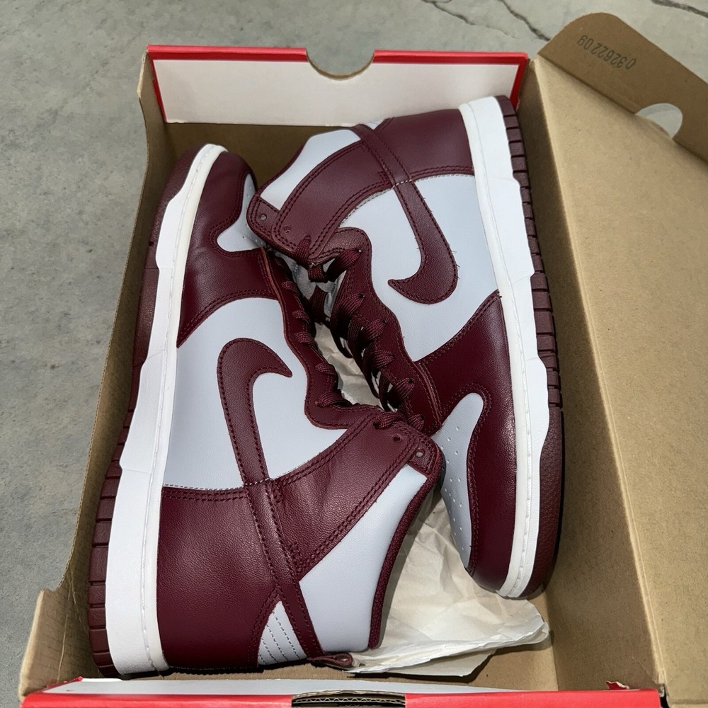 Nike Dunk High Retro Men's Size 10 Dark Beetroot Maroon Red Grey DD1399-600 NEW